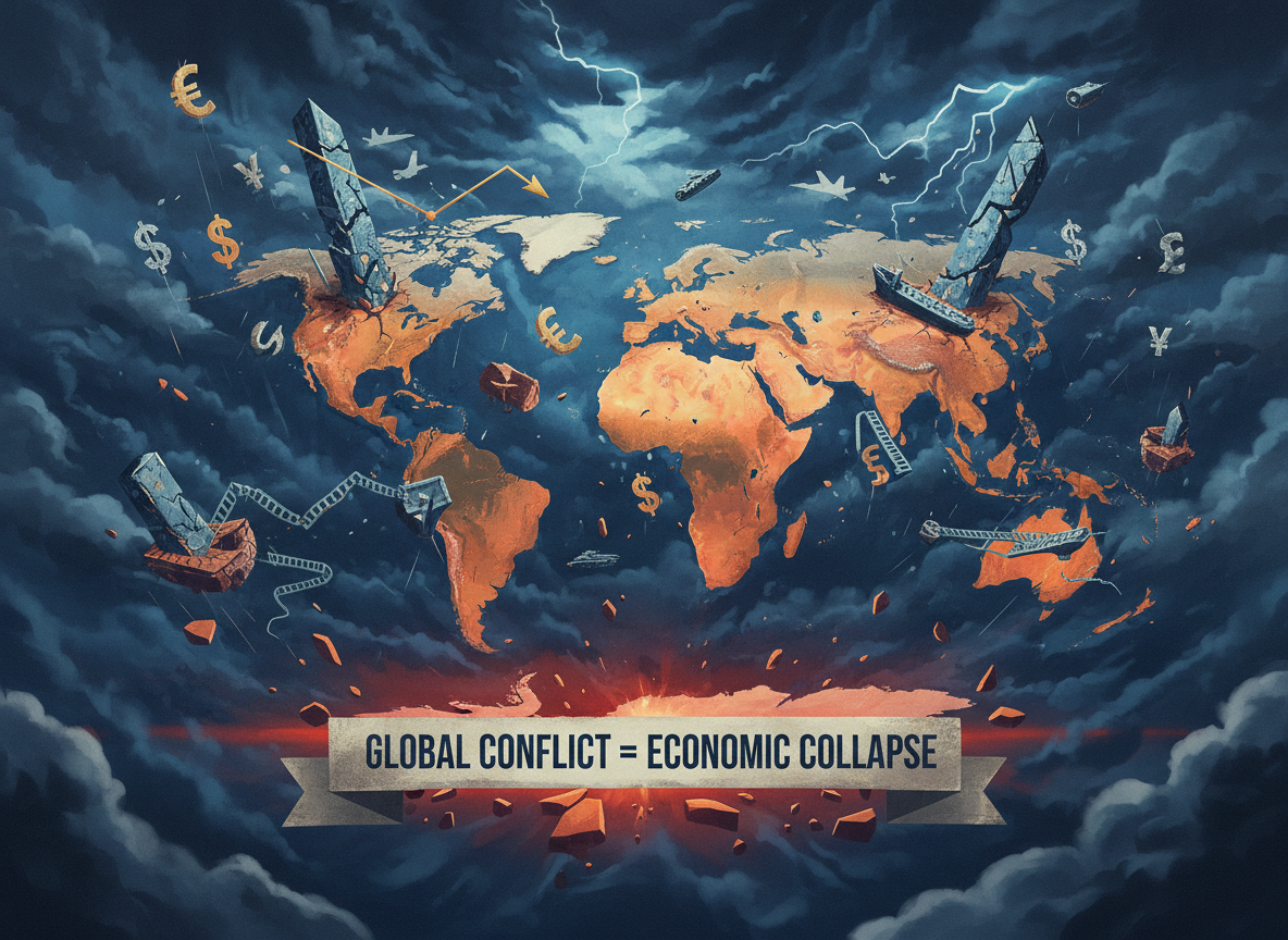 War and global economic crisis illustration